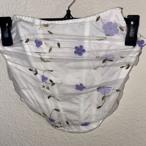SHEIN White Top with Purple Floral Embroidery